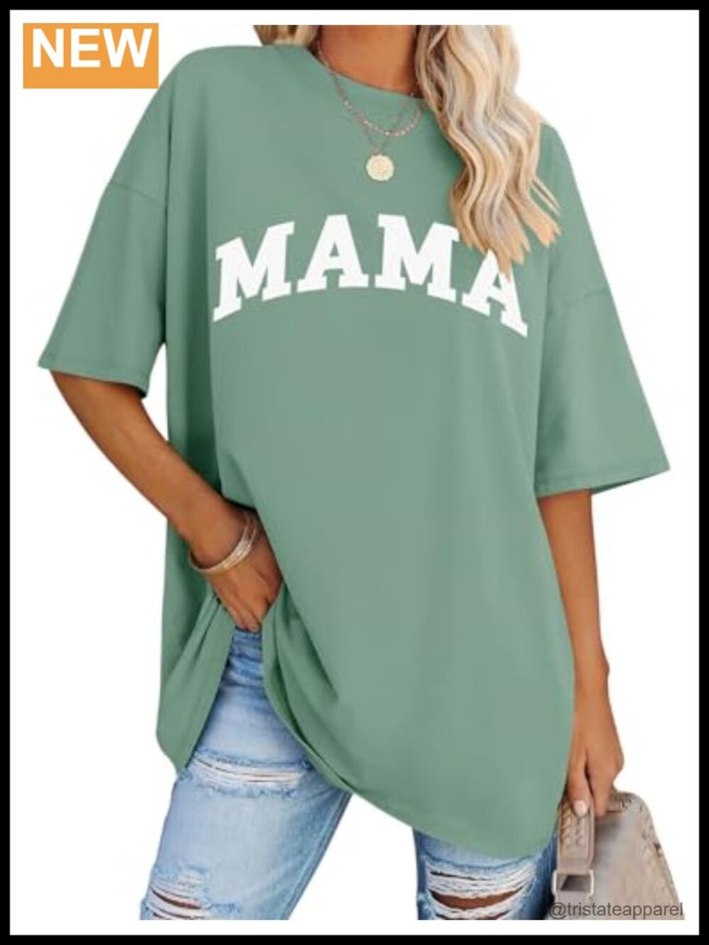 Oversized Short Sleeve Crewneck T Shirt Loose Casual Mama Tee